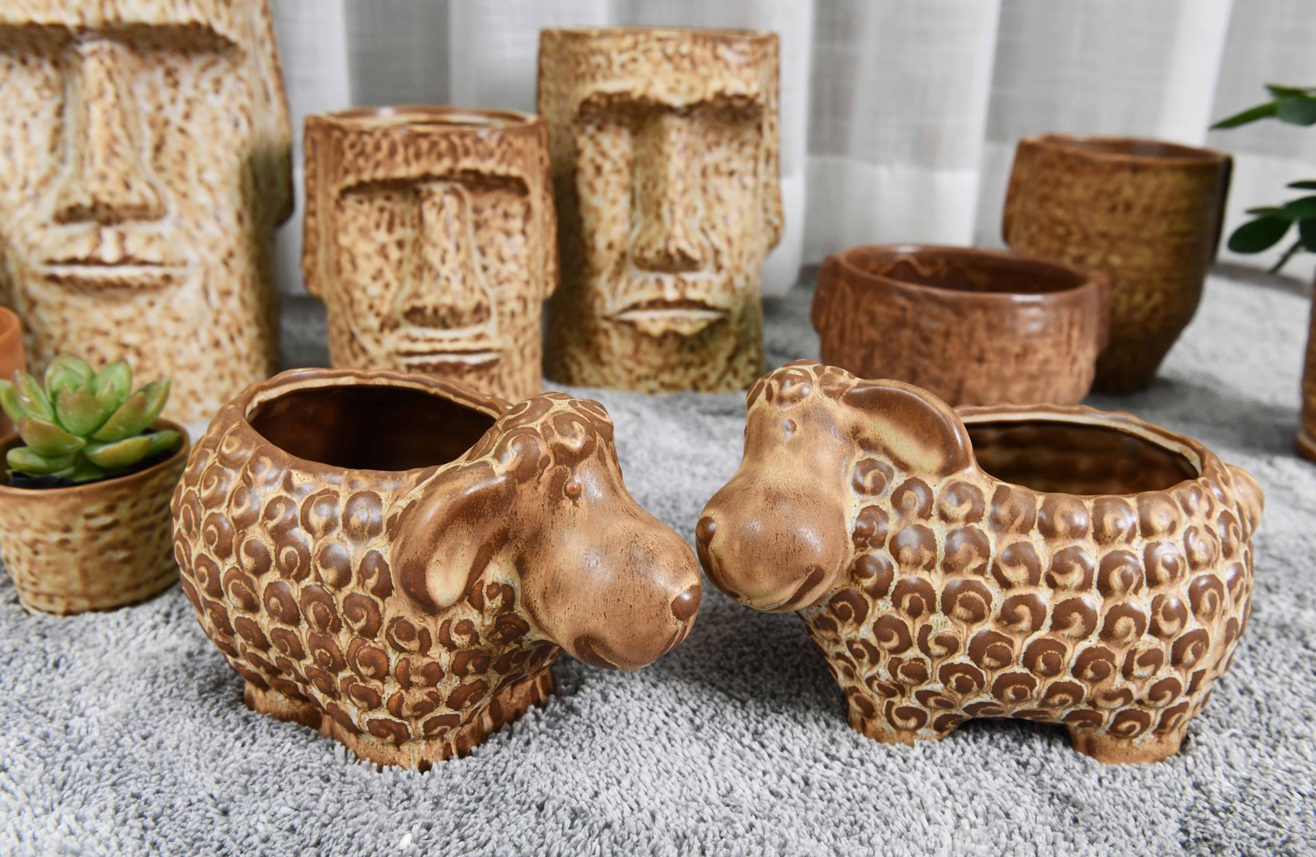 Wholesale Cheap Brown Glazed Ceramic Planter Pot