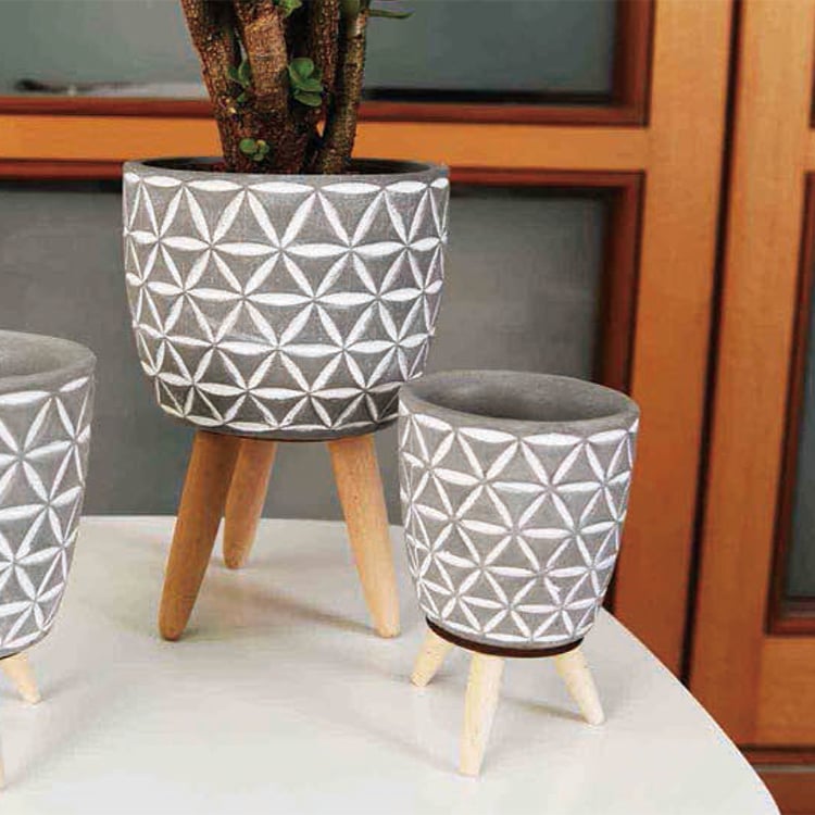 Hot Sale Modern Rustic Square Garden Planter Plant Flower Pot With Wood Stand