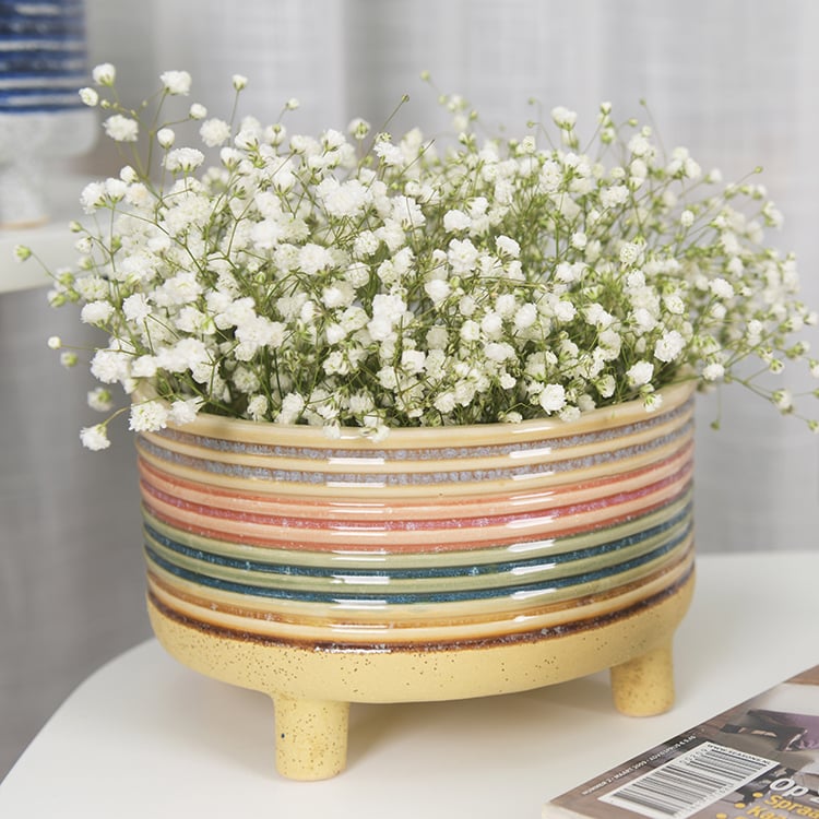 Custom Retro Design Round Ceramic Flower Pot For Sale