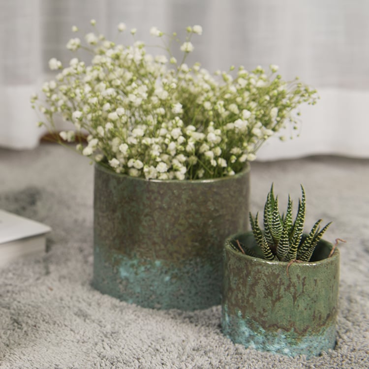New European Simple Style Ceramic Round Flower Planter Pot