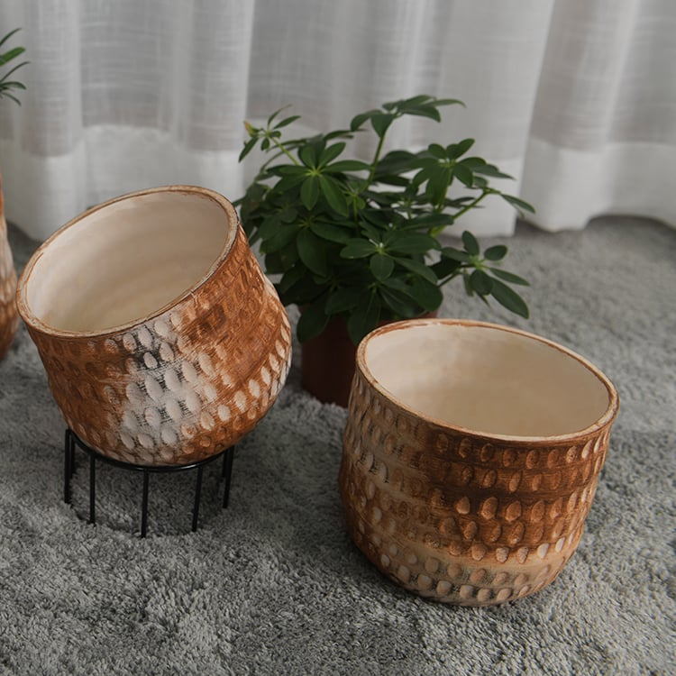 High Quality Without Handle Cup Shaped Ceramic Planter Pot