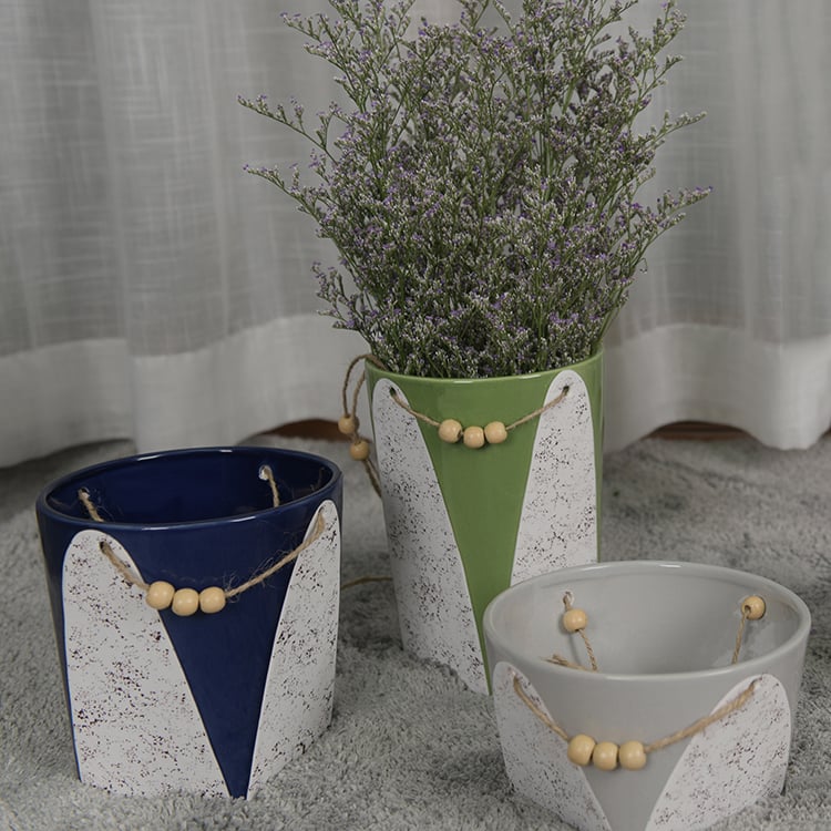 Indoor Decorative Succulent Ceramic Glaze Planter Flowerpot