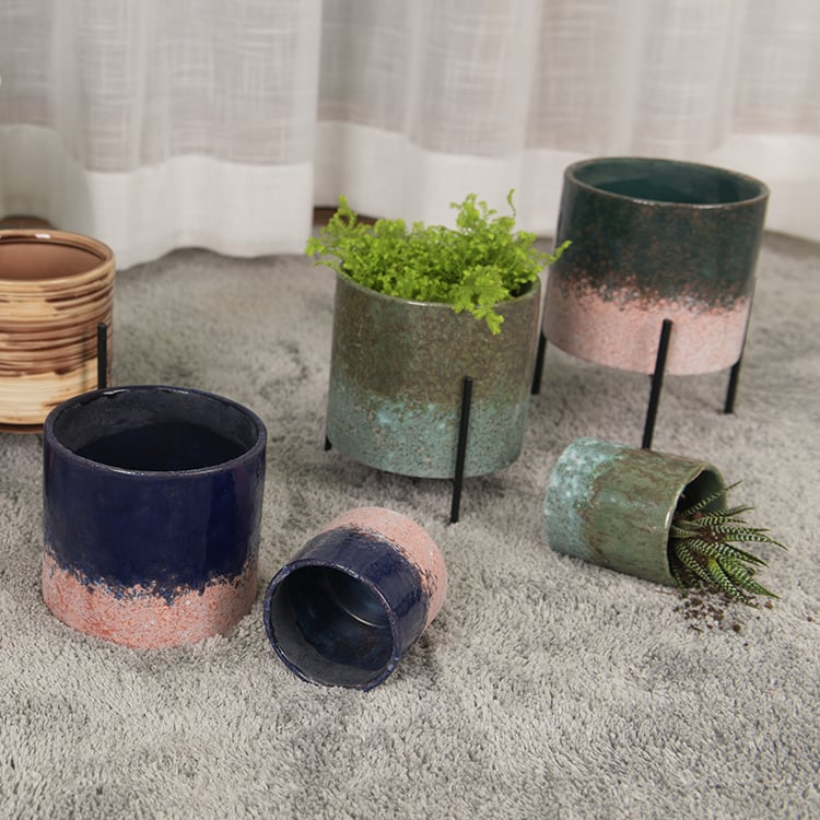 New European Simple Style Ceramic Round Flower Planter Pot