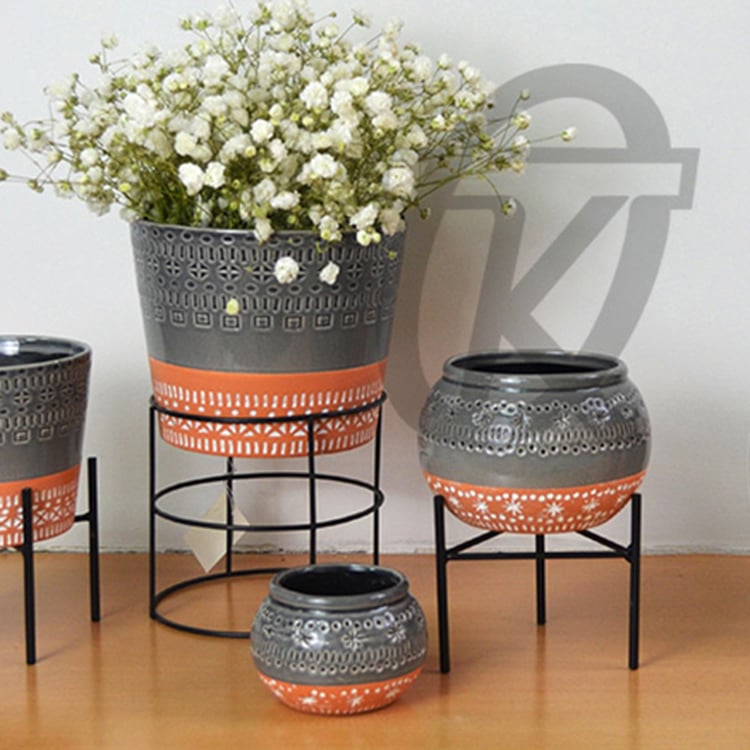 Wholesale Cheap Round Brown Glazed Ceramic Planter Pot