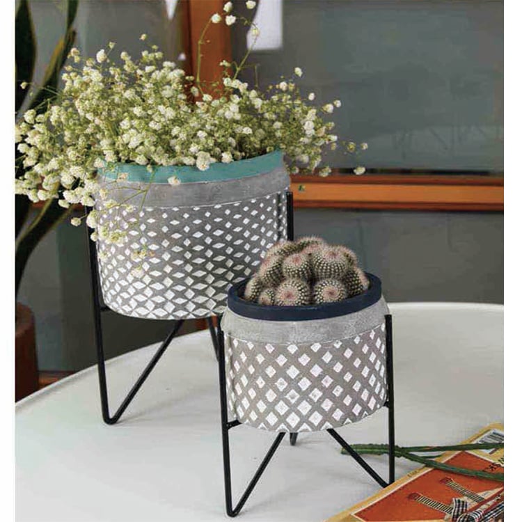 2023 Trend Pattern Design Mini Grey Cement Garden Planter Pot