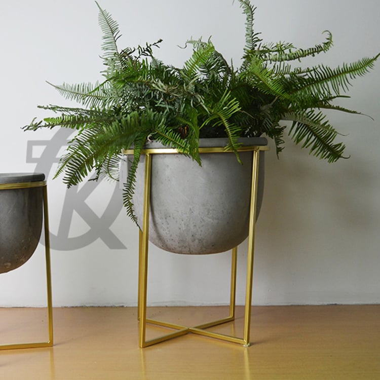New Design Ceramic Dolomite Succulent Flower Planter With Metal Stand