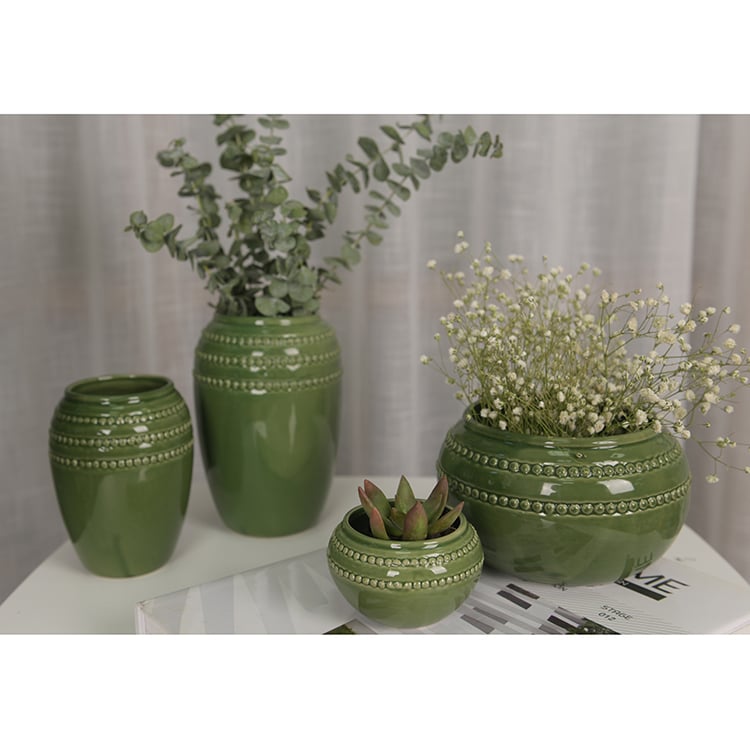 Custom High-qaulity Cheap Green Ceramic Flower Pot