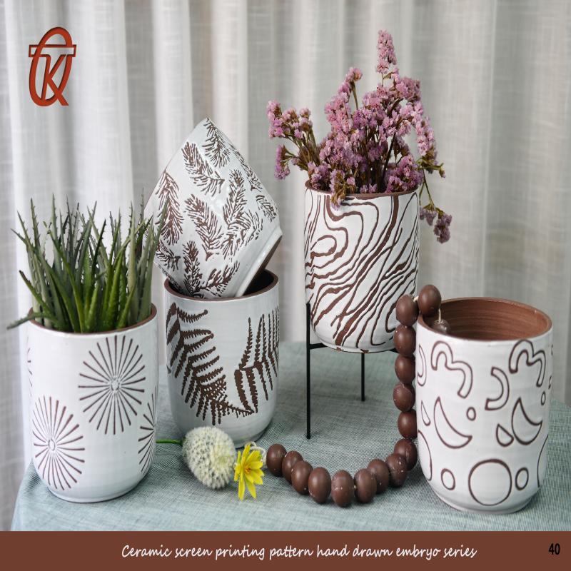 Customized Ceramic Screen Printing Pattern Hand Drawn Series