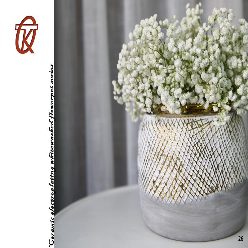 Ceramic Electreplating White Washed Flower Pot Series