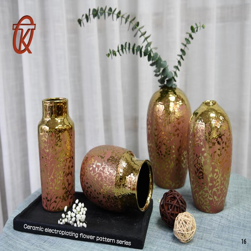 Ceramic Electroplating Flower Pattern Series Hot Sale Home Decor Vase