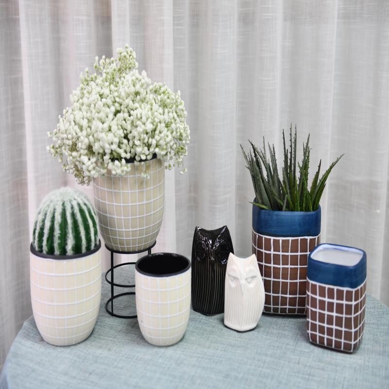 Garden Decoration Round Or Square Stoneware Ceramic Flower Pot