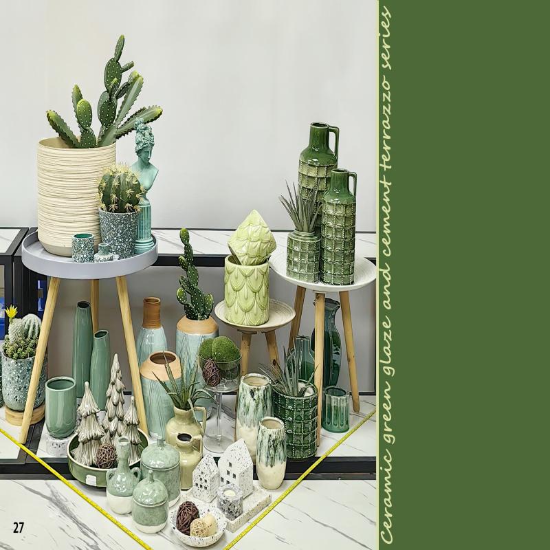Ceramic Green Glaze And Cement Stoneware Series