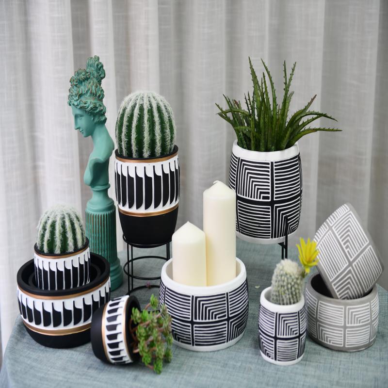 Creative Design Cement Flowerpot For Indoor And Outdoor Use
