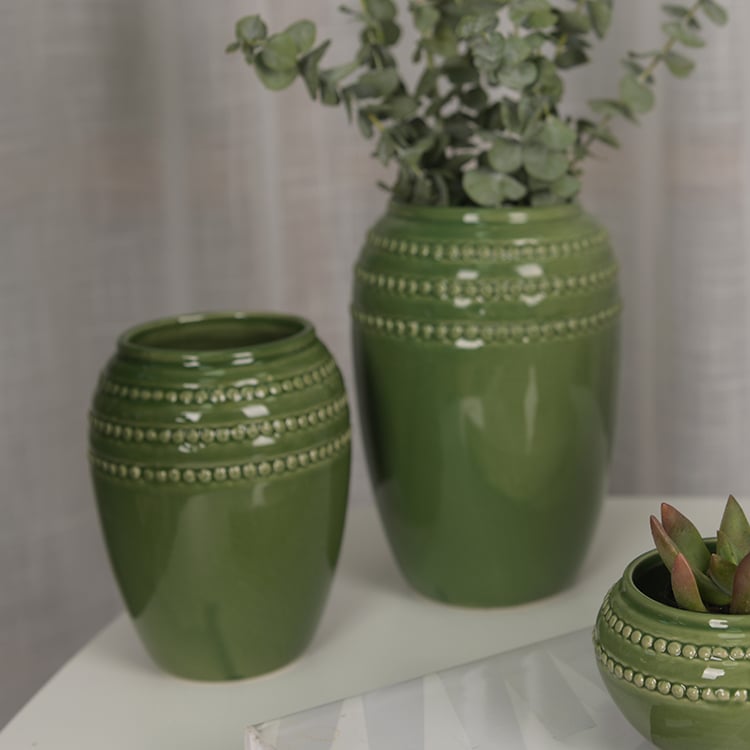 Custom High-qaulity Cheap Green Ceramic Flower Pot