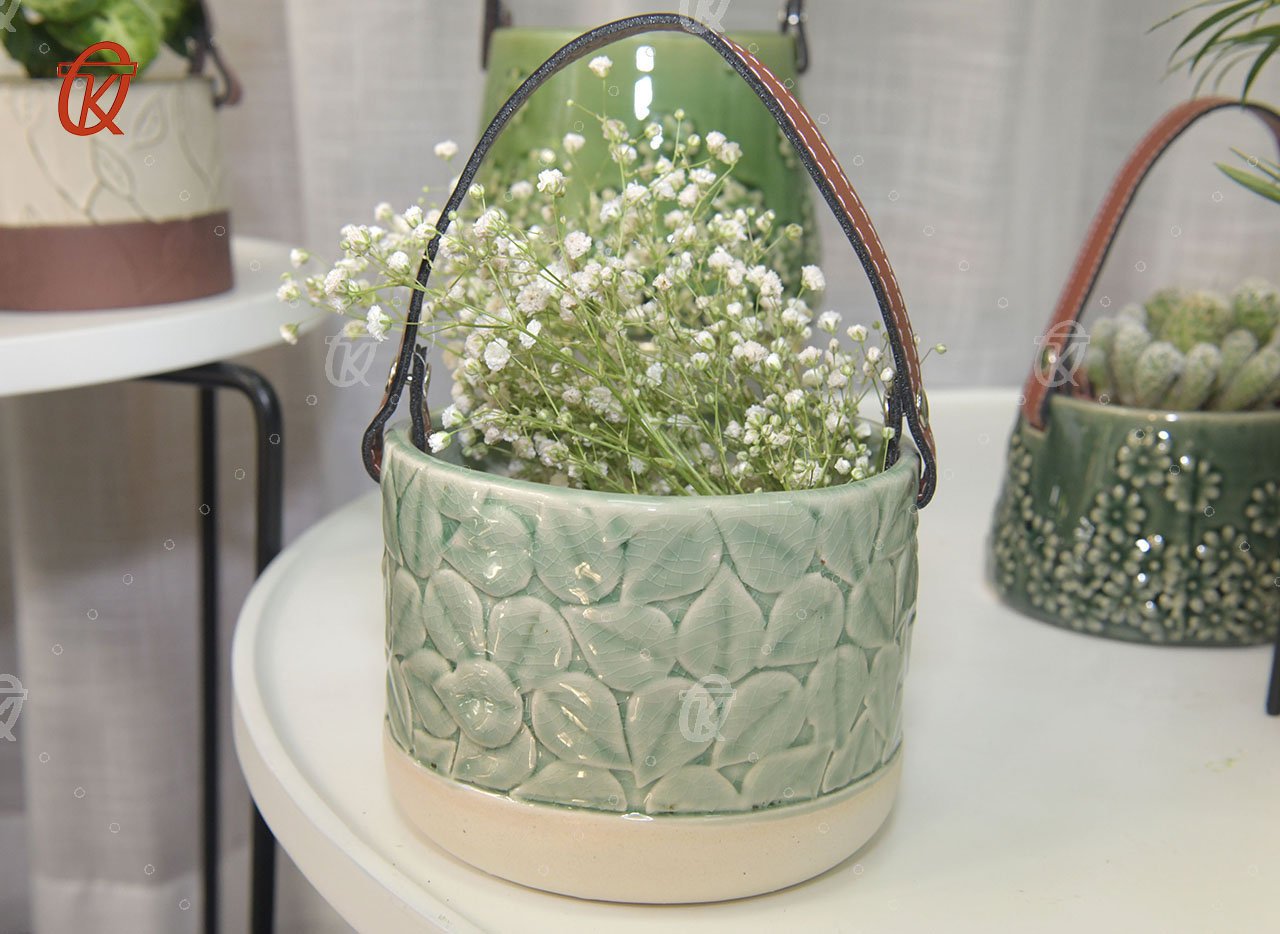 Garden decoration round stoneware flower pot