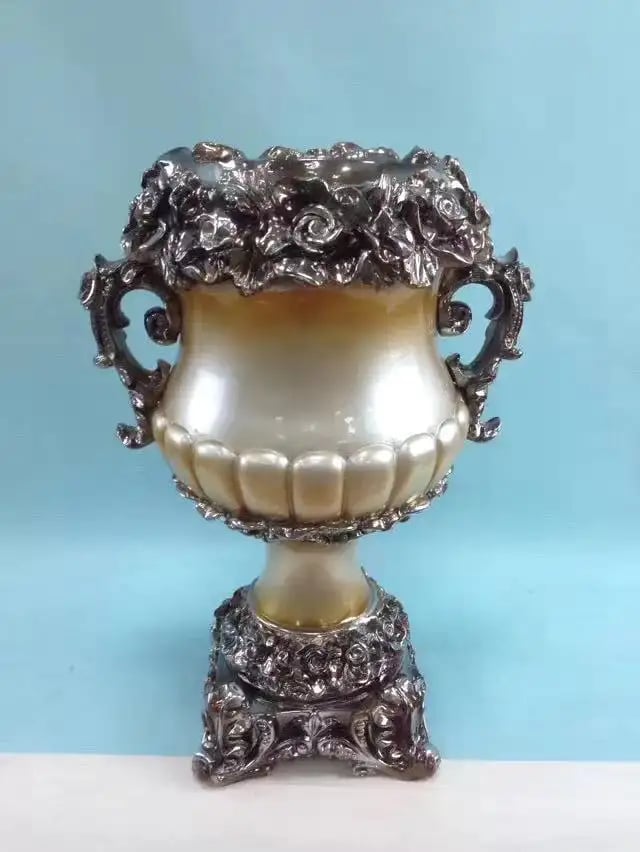 Column Goblet Shape Artificial Art Decoration Cement Carved Flower Pot