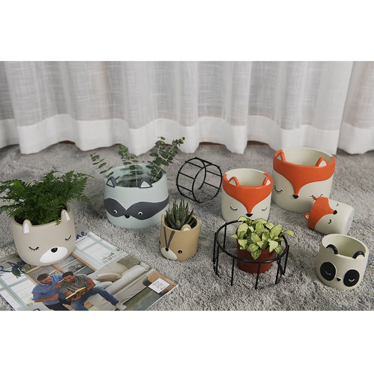Cute Fox Animal Design Cement Flowerpot Manufacturer