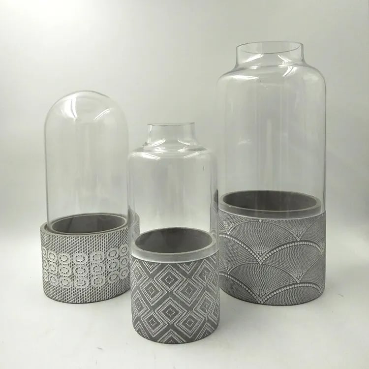 Office Desk Decor Planter Flower Pot With Transparent Glass Cover