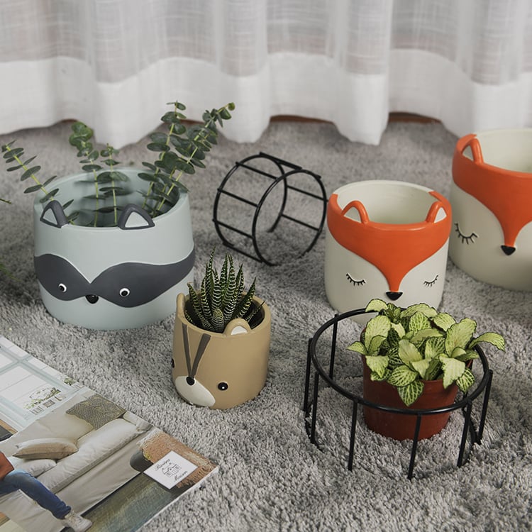 Cute Fox Animal Design Cement Flowerpot Manufacturer