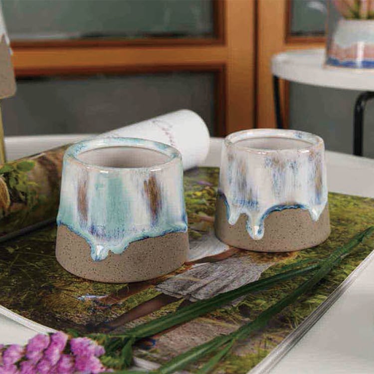Green Round Small Ceramic Planter Garden Pot Ceramic Pots Home Decor