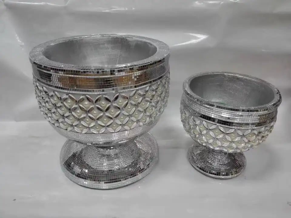 Column Goblet Shape Artificial Art Decoration Cement Carved Flower Pot